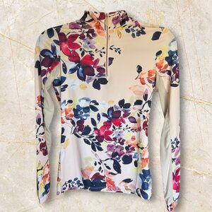 Kastel Long Sleeved Watercolor Floral Riding Shirt - Women’s XS